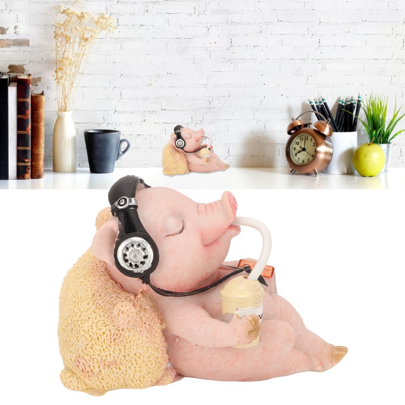 Pig Statue Mini Funny Casual Musical Resin Pig Art Figurine