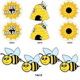 VictoryStore Bee Happy Honey Bee Yard Signs & Decorations Pathway Markers 10 piece set - FREE