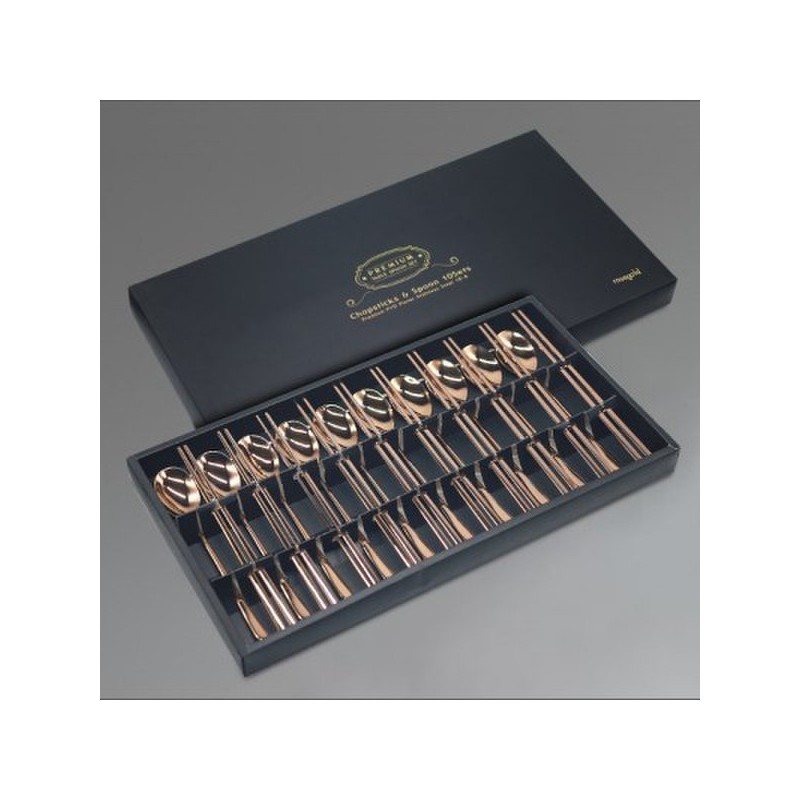 (10x10) Color Titanium Korean Cutlery Gift Set 10-Piece Box Rose