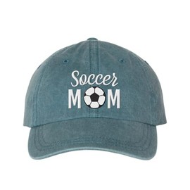 TeesAndTankYou Soccer Mom Embroidered Baseball Cap Adjustable Cotton Dad Hat Pigment-Dyed Teal