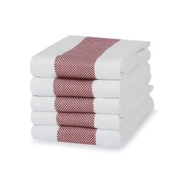 Sticky Toffee 100% Cotton Tea Towel - Red Mini Chequered Pattern, Pack of 5 | Kitchen Towel Set | Absorbent, Strong, Quick Dry & Machine Washable | For Home Decor & Bathroom Accessories