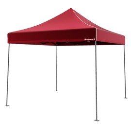 Canopy Tent Outdoor Party Shade, Instant Set Up and Easy Storage / Portable Carry Bag, Water Resistant Spacious Summer Cover 10x10 By Stalwart (Red)