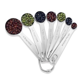 Set of 7 NUZAMAS 304 Stainless Steel Measuring Spoons 18/8 Measuring Spoons Cups Small Tablespoon with Measurements for Measuring Dry and Liquid Ingredients