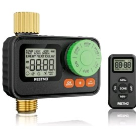 RESTMO RF Remote Controlled Sprinkler Timer with,Water Timer for Garden Hose-USA