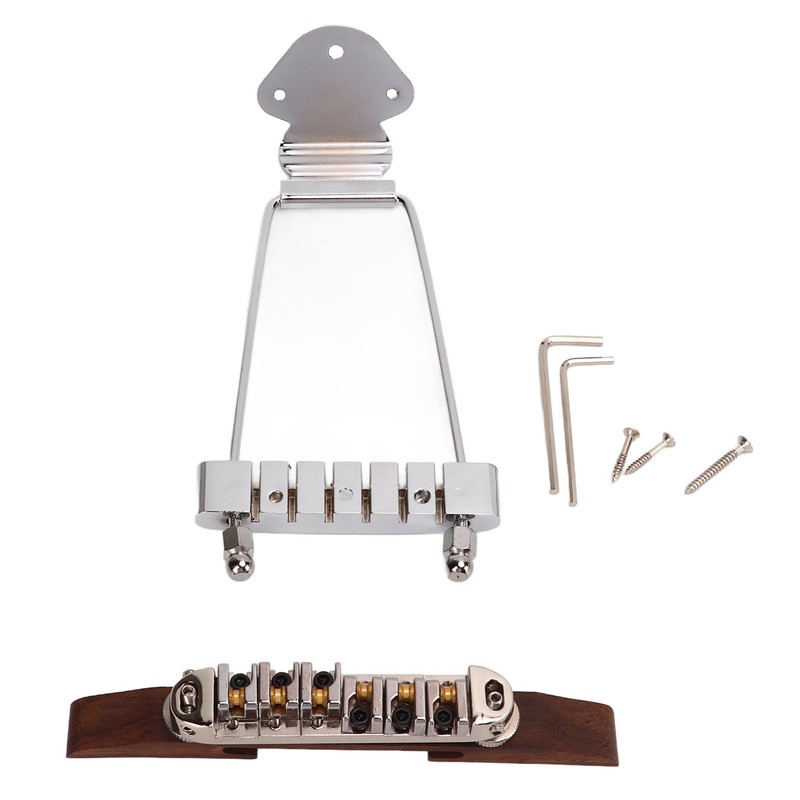 6 String Guitar Metal Tailpiece Adjustable Wooden Bridge Replacement String