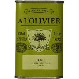 A L'Olivier Olive Oil Infused with Basil, 8.3 Ounce Tin