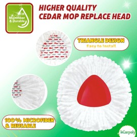 [New Upgraded] 4 Pack Spin Mop Replacement Heads Compatible with O ceda EasyWring 1-Tank System,Reusable Mop Replace Head Used for 5.7in Core Triangle Mop,Easy to Replace(White)