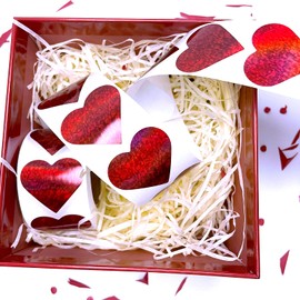 Lrogoe Valentines Glitter Red Heart Stickers - 1.5" Heart Decorative Labels 500 per Roll, Valentine's Day Love Decorations for Wedding, Anniversaries