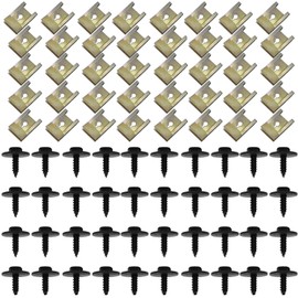 Bamyli 120 Pcs U Clips and Screws Set Car Screws Clips Car Fixing for Car Wing (60 U Clips and 60 Screws)