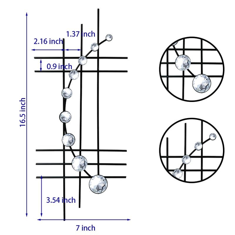 ZEXUIRU 2 Set Bling Metal Wall Art Jeweled crystal Hang
