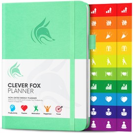 Clever Fox Planner – Undated Weekly & Monthly Planner for Productivity, Time Management & Goals – Organizer Journal – A5 (Mint)