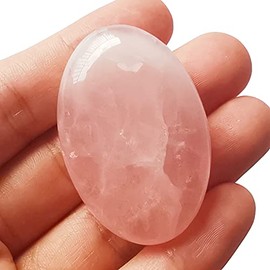 Manekieko Natural Rose Quartz Mini Oval Palm Bag Healing Crystal Massage Spa Energy Stone, Crystals and Healing Stones