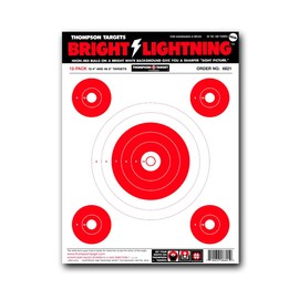 Thompson Target Bright Lightning 9x12 Inch Premium Ultra Bright Paper Shooting Targets for Range Training - Made in The USA (12 Pack)
