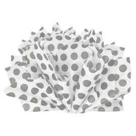 Flexicore Packaging | Papel de seda de lunares grises | Tamaño: 15 pulgadas x 20 pulgadas | Cantidad: 10 hojas | Color: gris | Manualidades, arte, envolver, decoraciones