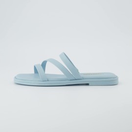 CUSHIONAIRE TREAT - Sandalias de deporte para mujer con espuma viscoelástica, anchos disponibles, Azul bebé, 11 Wide