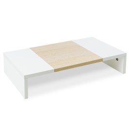 TEAMIX 20 inch Monitor Riser, Wood Monitor Stand for Desk, Sturdy TV/Screen/PC/Printer/Laptop Riser,Computer Shelf with Storage TV Holder for Home Office (White+Maple, 20 inch)