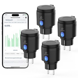 EIGHTREE WiFi Outdoor Socket, Timer Switch with Current Measurement, IP44 Waterproof, Smart Socket with Timer, Remote Control & Voice Control, Compatible with Alexa & Google Home