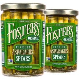 Foster's Pickled Asparagus Spears in a Jar, Original, 32oz, 2 Pack, Traditional Pickled Vegetables Recipe for over 40 years, Low Calorie Snack, Gluten Free, Fat and Preservative Free Pickles