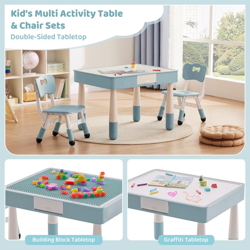 DOREROOM 4 in 1 Kids Table and 2 Chairs Set