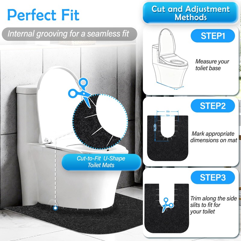 4 Pack Upgrade Toilet Mats for Bathroom U Shaped
