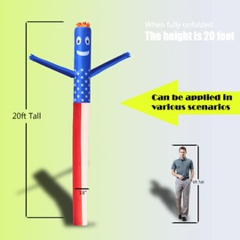 20FT Inflatable Tube Man for 18'' Blower (Blowers Not Included) Air Puppet Dancer Waving Puppet Sky Man for Mall Opening,Outdoor Advertising Tool,Business Promotion (No Blower-Green)