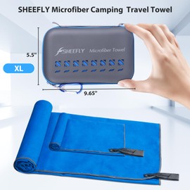SHEEFLY Microfiber Camping Towel,Quick Dry Towel for Camping,Super Absorbent Ultra Soft Compact Lightweight Travel Towel Fast Dry Large Microfiber Towels for Body,Backpack,Fitness,Beach,Gym,Sport