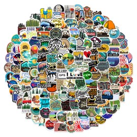 Pack of 200 stickers, outdoor adventure stickers, vintage travel outdoor labels, waterproof vinyl stickers for laptop, skateboard, car, suitcase, VSCO aesthetic sticker