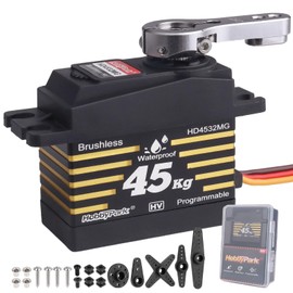 HobbyPark Servo Servo de alto par, impermeable, 45 kg, servo de dirección RC de metal para engranajes digitales de acero inoxidable para 1/7 1/8 1/10 RC sobre orugas de coche, camión, Buggy potente y