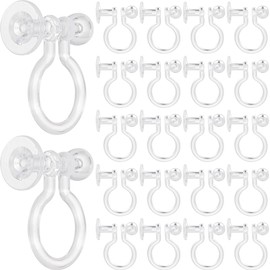 SOFPLATE 1 Box 200Pcs Clip-on Earring Converter Clear Clip on Earrings Backs Non Pierced Plastic Transparent U Type Earring Findings Flat Round Clip on Earring Converter for Jewellery Making Supplies