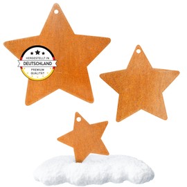 EXTRAVAGANT® Set of 3 Star Hanging Garden Decoration Christmas Decoration Christmas Metal Steel Rust Advent Calendar Patina Advent Wreath Weatherproof Garden Home Advent