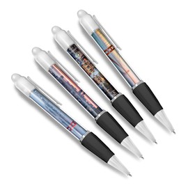 DV DESIGN Set of 4 San Francisco White Ballpoint Pens - Golden Gate Bridge America Holiday Travel Friends Boys Girls Men Women Theme Pen #79499