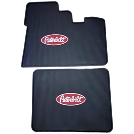 Peterbilt Logo Rubber Semi Truck Front Floor Mat Set | 2004 & Older - Part # FMPBV3000A-NG