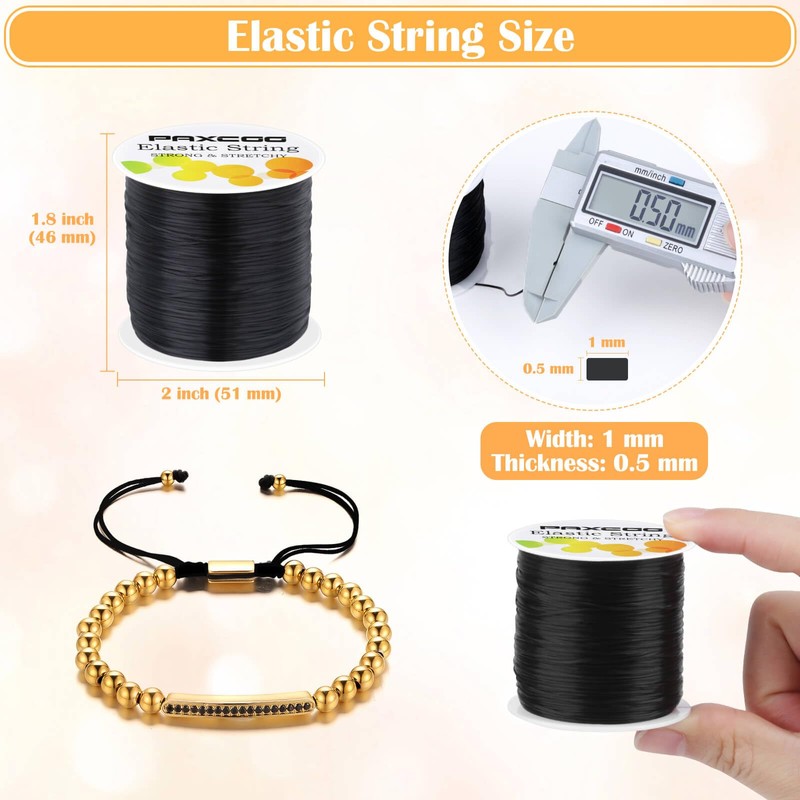 Black Elastic Stretchy String , Paxcoo Stretch Bead Cord for