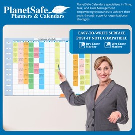 Blue Dry-Erase 10-Column 10-Hour - Job/Task/Time Manager 48”w x 32”h - Complete with 200 Sticky Notes, Marker & Eraser
