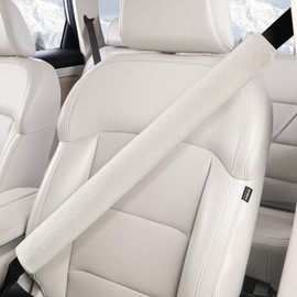 LACDL Extra Long Seatbelt Covers Super Soft Furry for Adults Kids Women & Men, Thick Plush Full Car Seat Belt Cushion, Fluffy Shoulder Pad Protector, Auto Interior Accessories, 1pc, Off White, 19.5in