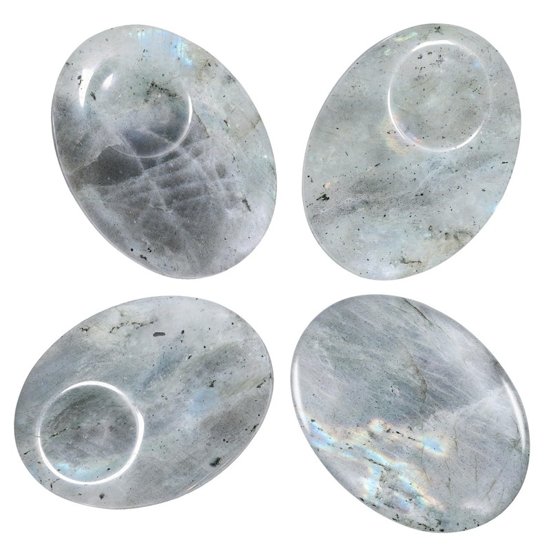 Nupuyai Labradorite Worry Stone Thumb Stone Gemstone Oval Crystal Healing
