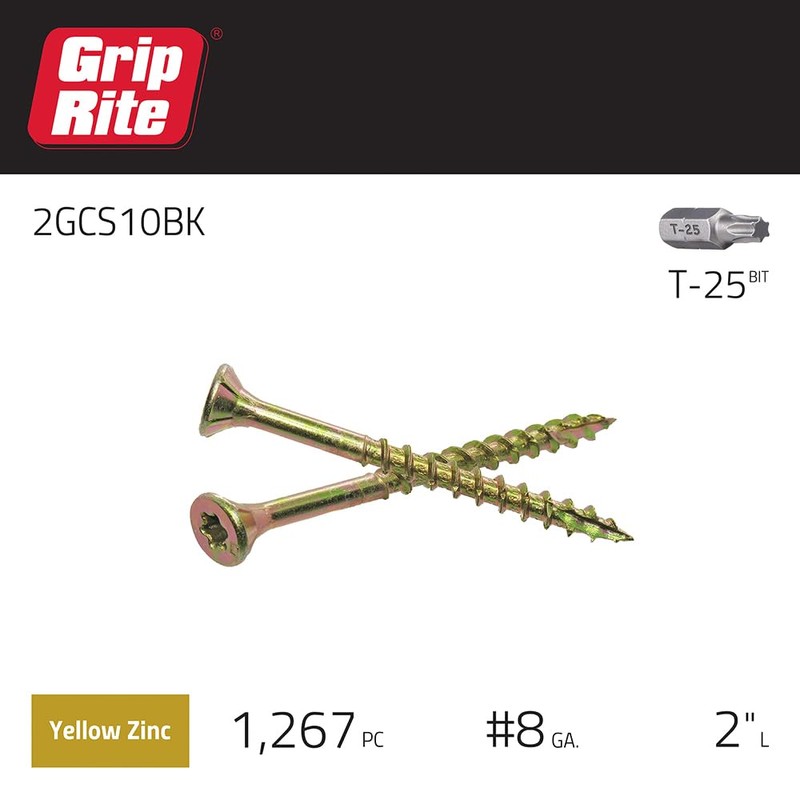 PRIMESOURCE 2GCS10BK 10LB 8X2 CONST Screw, 8 by 2", Gold