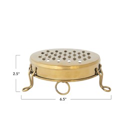 Creative Co-Op Round Stainless Steel Footed Grater, Gold Finish