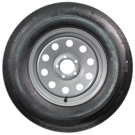 eCustomrim Radial Trailer Tire On Silver Rim ST225/75R15 Load Range D 5 Lug On 4.5 Modular Wheel - 6 Year Warranty w/Free Roadside