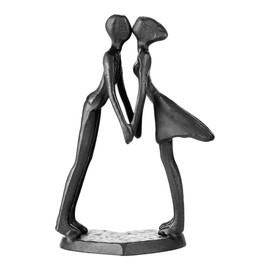 Cast Iron Gift for Anniversaries Wedding Anniversary Couple Sculpture Decorative Metal Statues Decor Metal Sculpture Art Romantic Figurines Propos Love Ornament for Couples Valentines