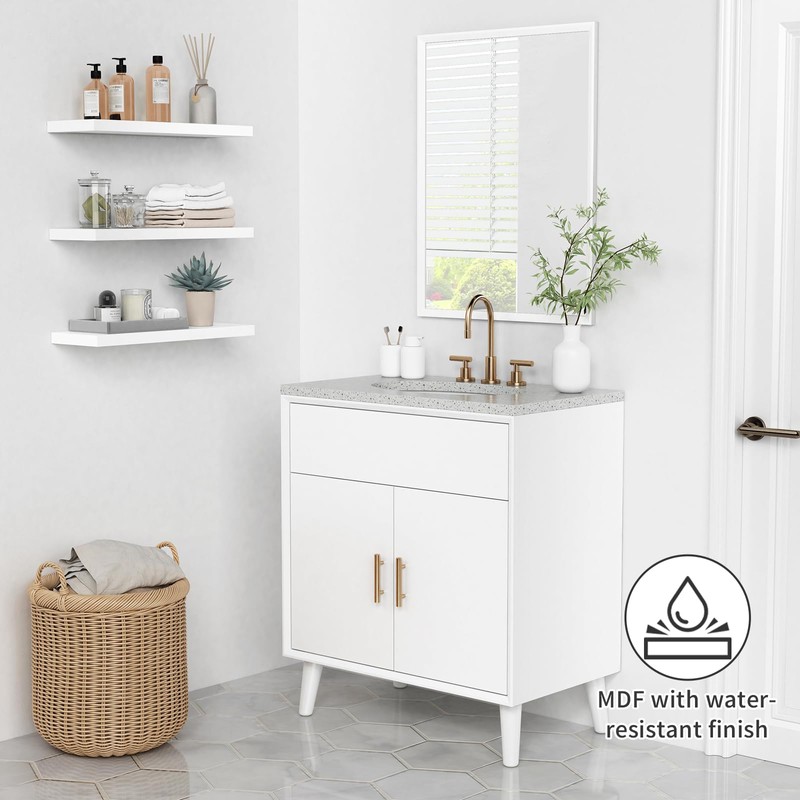 Forbena White Floating Shelves for Wall Decor, 24 Inches Long
