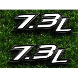 2Pcs 7.3L Emblems 3D Power Stroke Turbo Side Badge Nameplate Decal Stickers Logo (White)