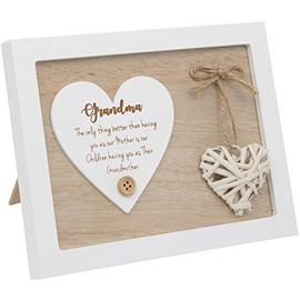 Maturi Free Standing Plaque with a Woven Heart Sentiment Gift - Grandma
