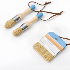 Pinceles para el hogar, Pintura Tiza Encerado Pinceles para Fregar Y Pinceles de Pintura Redondos para Todas Las Pinturas y Manchas de látex y óleo - Mejora del hogar 3 Piezas (Azul 2)
