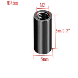 Female Threaded Round Aluminum Spacers, Aluminum Spacer Posts M3 x 5mm PCB Posts for Drone Quadcopters, DIY Models, RC Planes and Circuit Boards Fasteners, Black - (5 Pcs)
