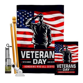 Breeze Decor Honor Garden House Flag Kit Armed Forces Day All Branches Support United State American Military Veteran Decoration Banner Small Yard Gift Double-Sided, Made in USA
