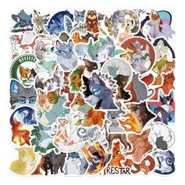 Pack of 50 Cat Warrior Stickers for Laptop Water Bottle Luggage Bicycle Skateboard Stickers for Children Teens Adults Cartoon Stickers