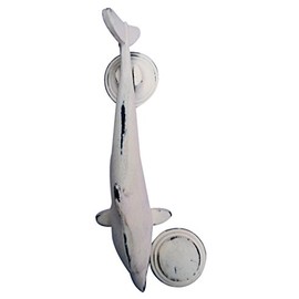 Nautical Tropical Dolphin Door Knocker Cast Iron with Distressed White Finish