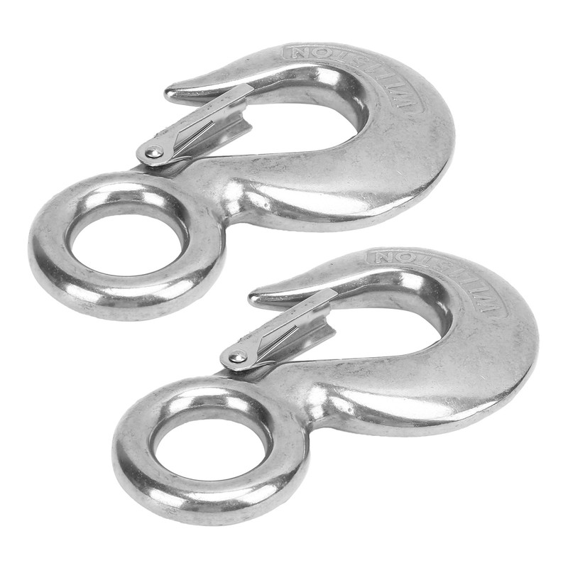 2pcs 1.5 Tons Eye Slip Hook with Safety Latch Stainless