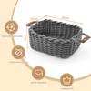 Braided Storage Basket, Washable and Foldable, Basket with Leather Handles,